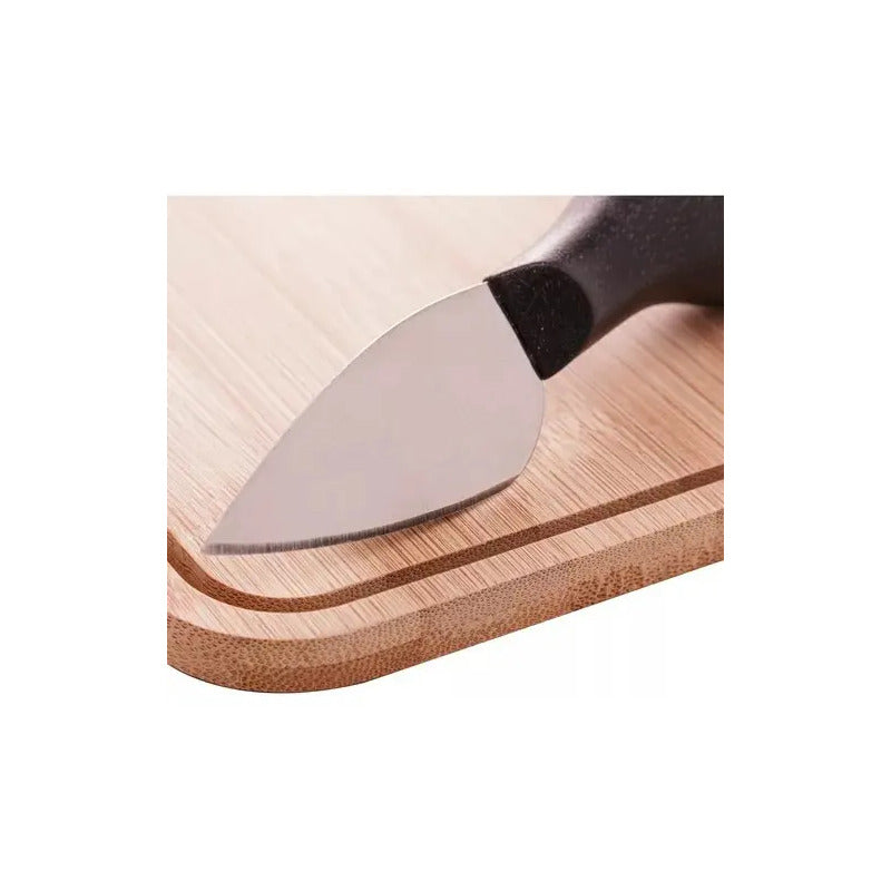 Conjunto Para Queijo Tábua De Bambu E Faca 12x20 Cm Cor Madeira