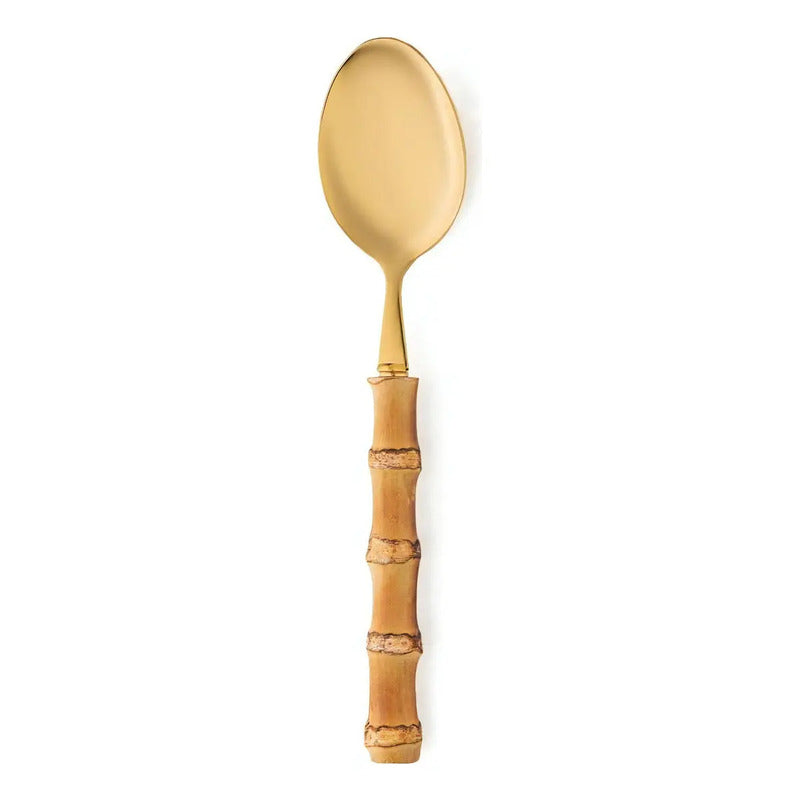 4 Colheres Mesa Wolff Bambu Tulum De Aço Inox Dourado 20,5cm