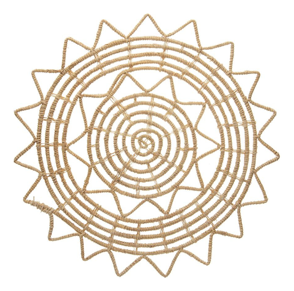 Lugar Americano Lyor Palm De Fibra Natural Mandala 35cm Âmbar Liso