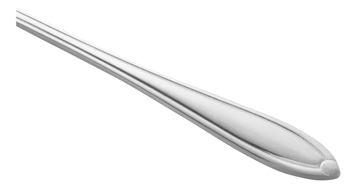 Jogo De Colher De Sobremesa Prateada Design Coração Inox 4un Cabo Prateado