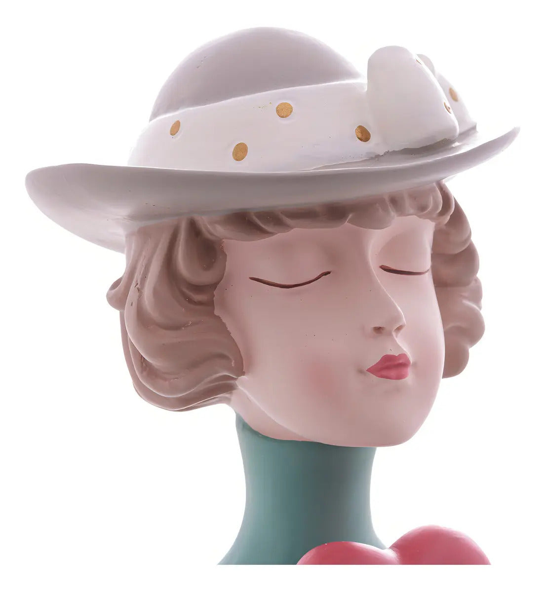 Escultura Decor De Resina Mulher Boneca C/coração Vermelho Vermelho