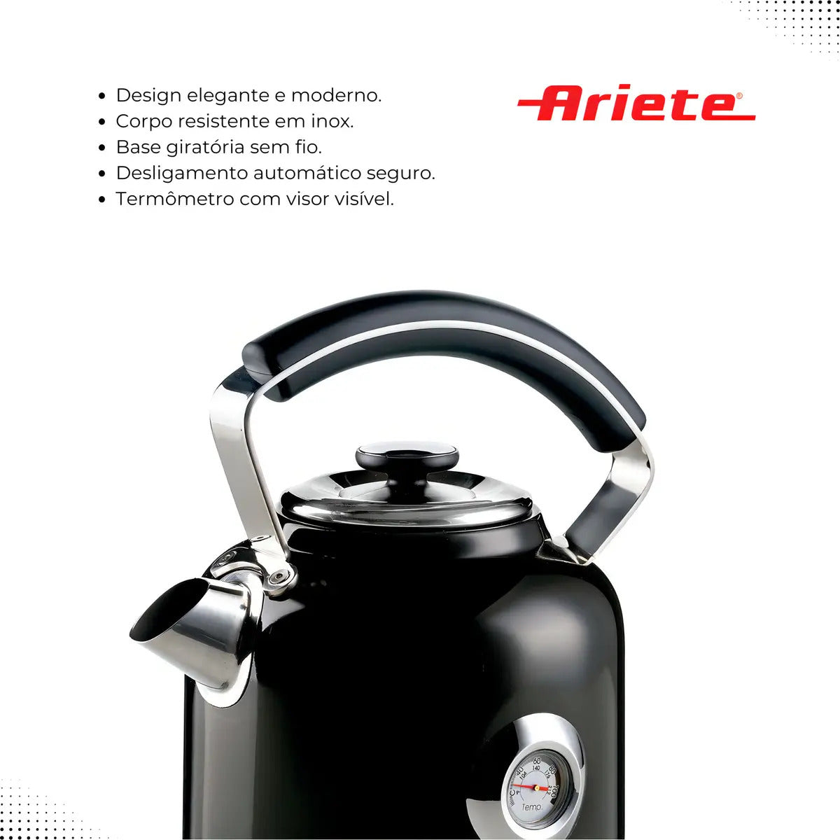 Chaleira Elétrica Ariete Moderna Preto 1,7 Litros 1850w 220v