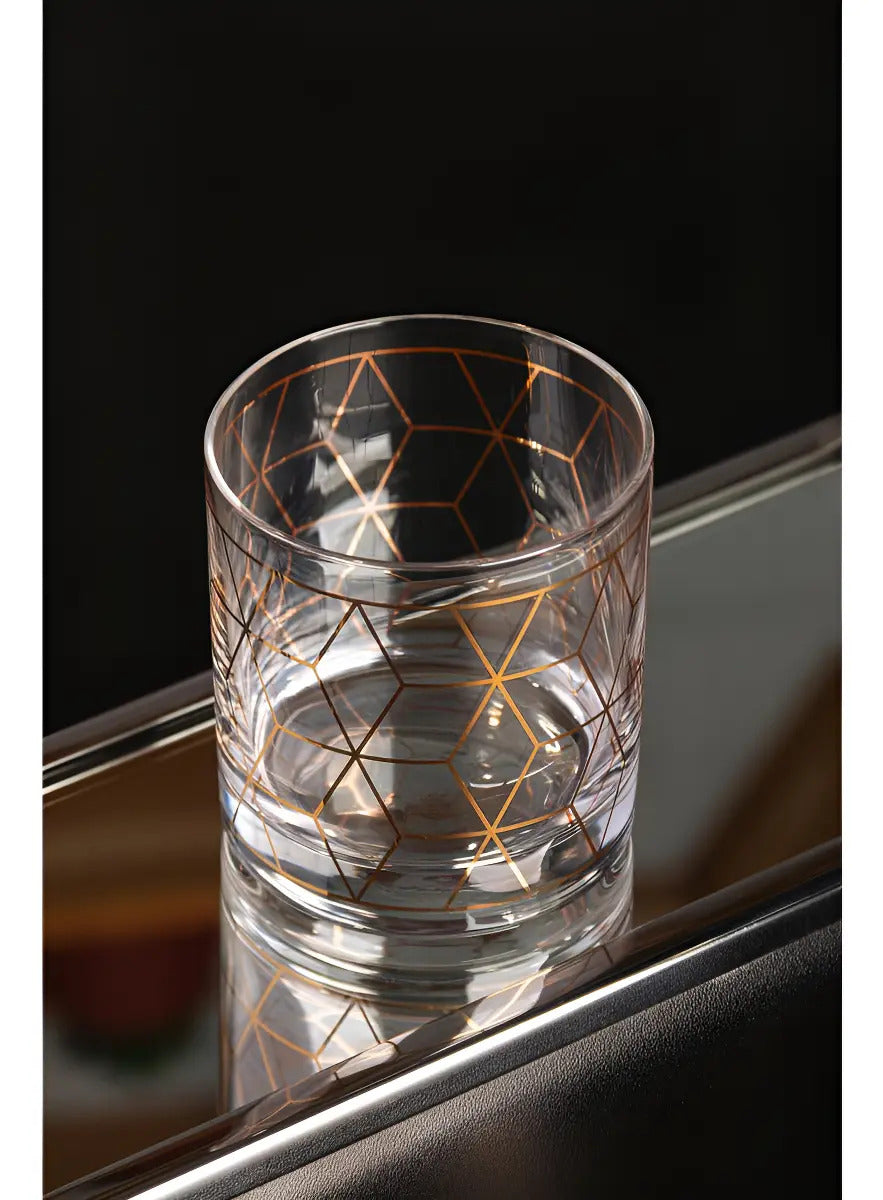 2 Copos Wolff Cube De Vidro Para Whisky 320ml Incolor