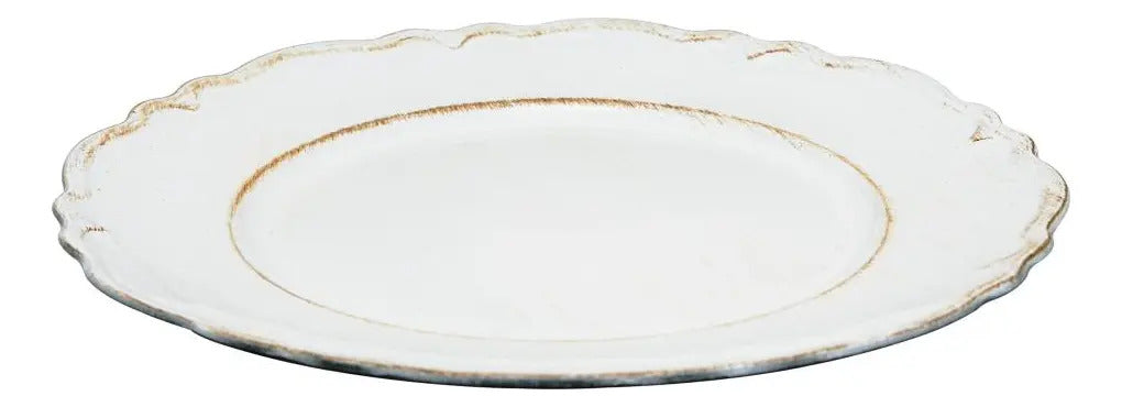 Sousplat Patinado Lyor Moon Branco De Plástico 33cm