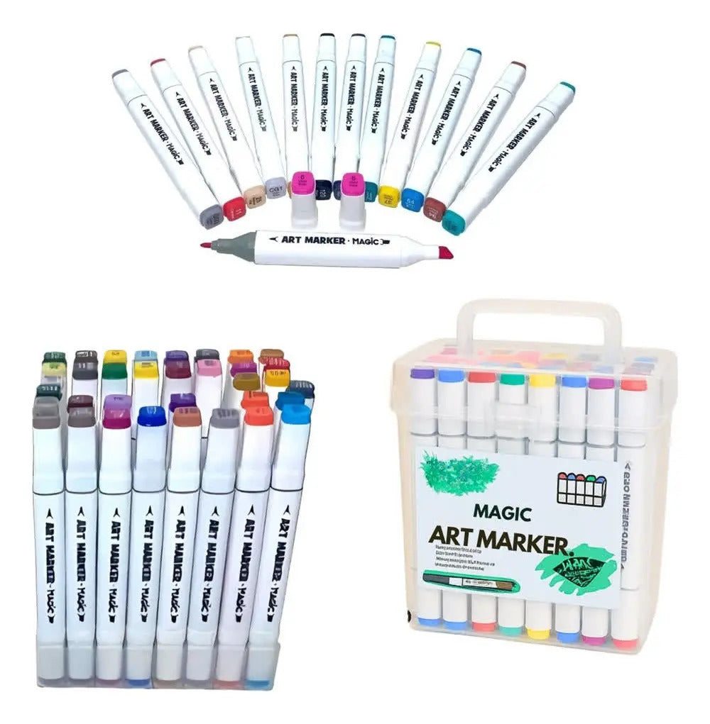 Magic Canetas Ponta Dupla Art Marker 48 Cores Vibrantes Bobbie Goods Diversas Cores