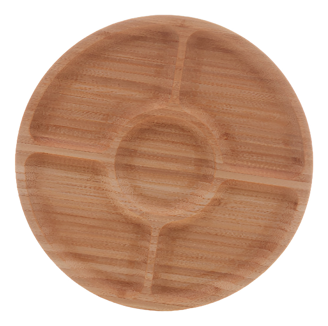 Petisqueira De Bambu Com 5 Divisórias Round 25cm X 25cm X 1, Bambu