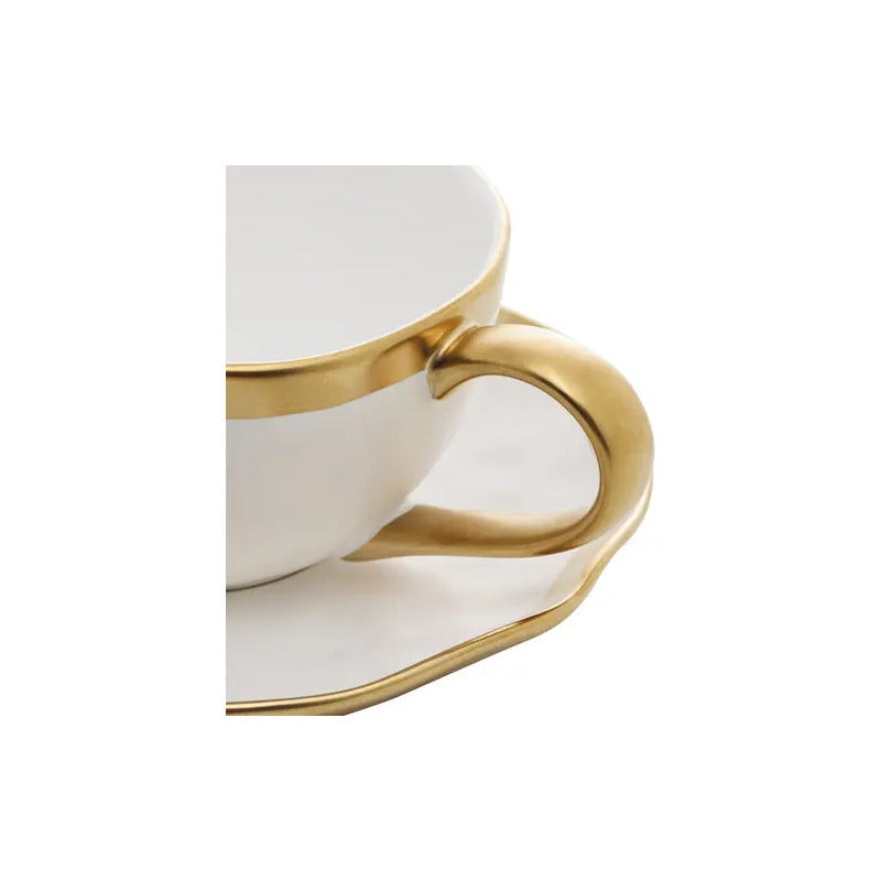Jogo Xicaras De Chá Com Pires Dubai Porcelana 200ml Branco Wolff Pérola/branco Listras