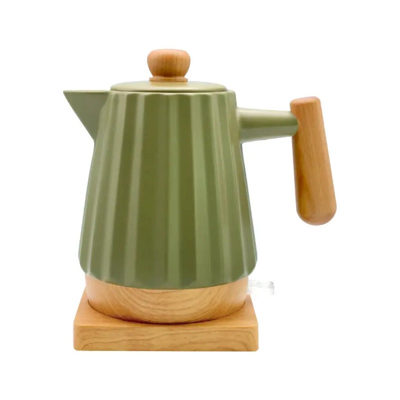 Chaleira Elétrica Porcelana Elegance Tuut Cor Verde Com Madeira 220v