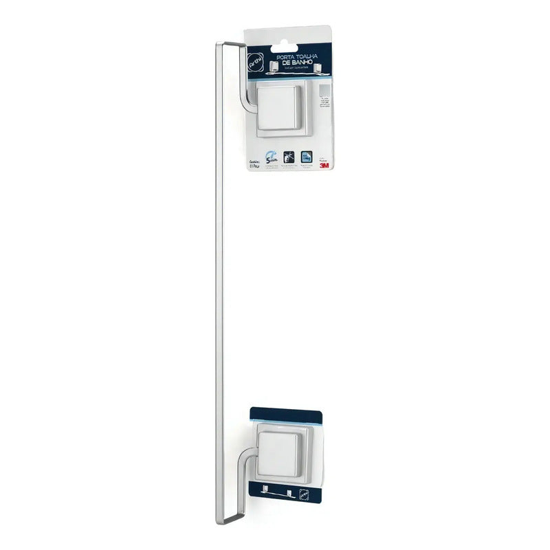 Porta Toalha Banho Sem Furos Dupla Face 3m Cromo Fosco