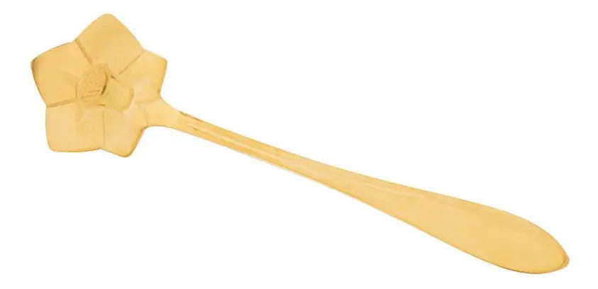 Kit 4 Colheres Chá Flores Dourado - Rojemac