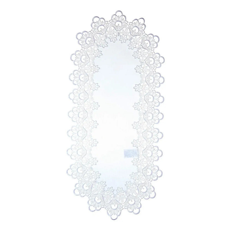 Caminho De Mesa Jolitex Veneza 0,40cmx1,50cm Branco Branco Lisa