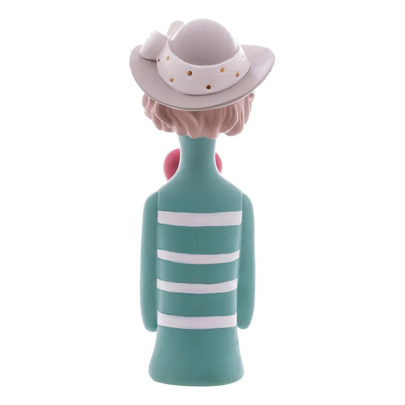 Escultura Decor De Resina Mulher Boneca C/coração Vermelho Vermelho