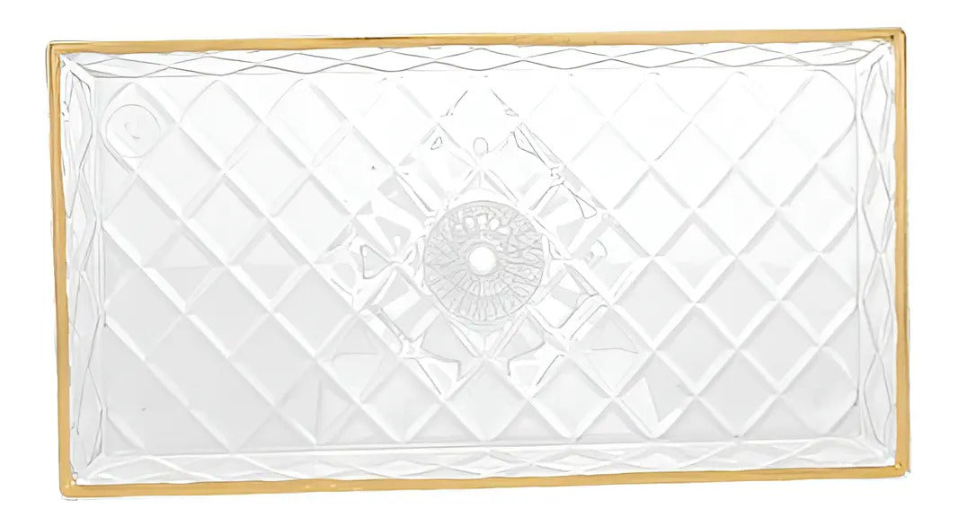 Travessa Com Pé Em Cristal Com Fio De Ouro Lyor Diamond 34,5