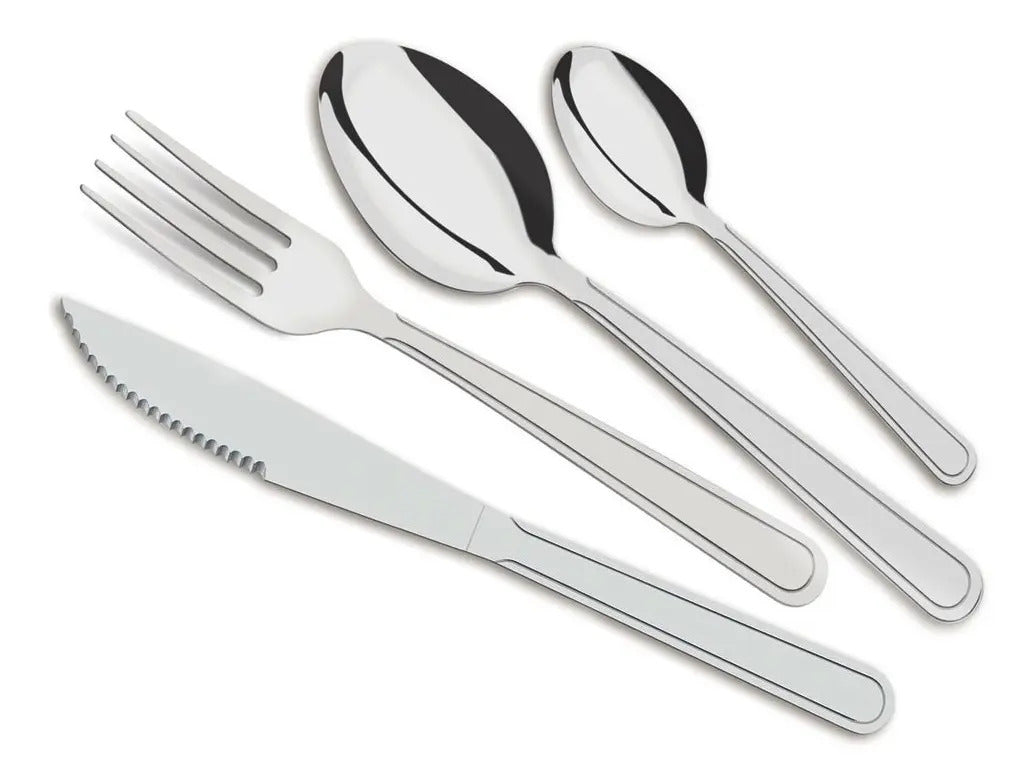 Jogo Talheres Faqueiro Búzios Aço Inox 24 Peças Tramontina Inox