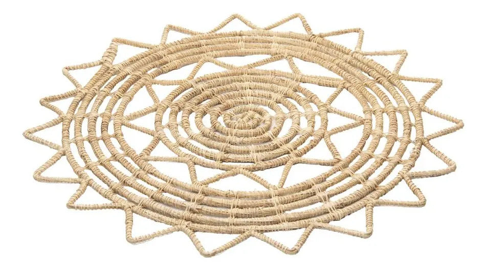Lugar Americano Lyor Palm De Fibra Natural Mandala 35cm Âmbar Liso