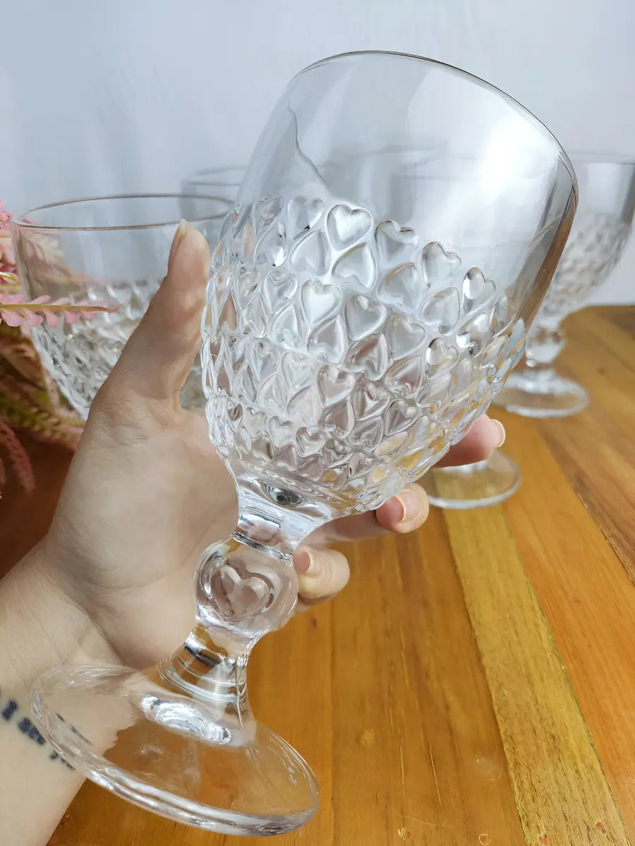 Jogo De Taça Coração 6 Peças Cristal Transparente 330ml Lyor Cor Incolor