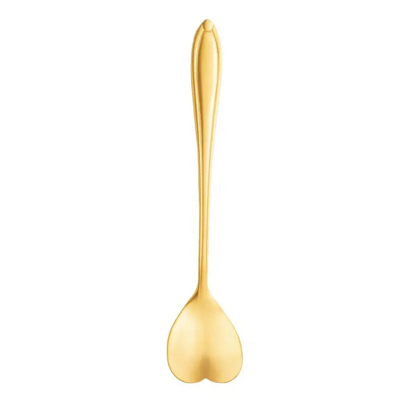 4 Colheres De Chá Lyor Heart Dourado De Aço Inox Dourado