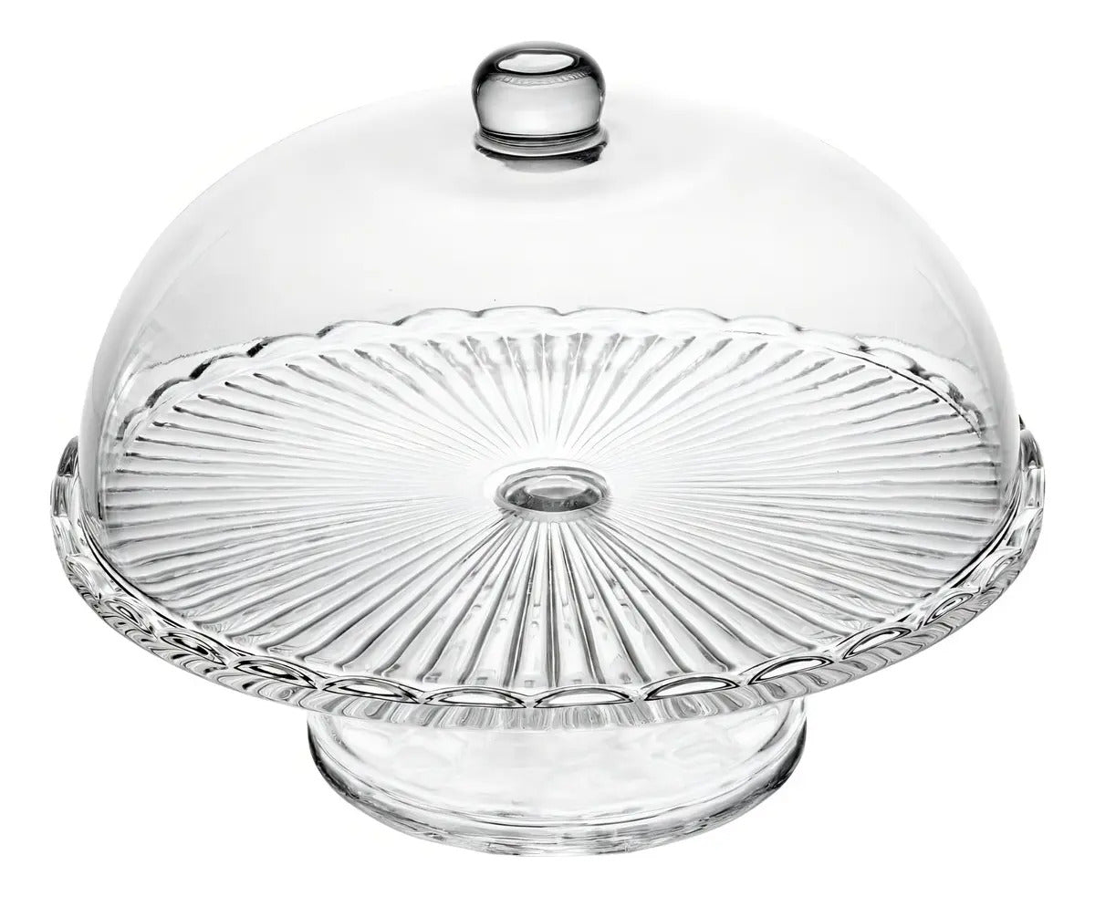 Prato P/bolo Torta C/pé Tampa Bangkok Cristal Wolff 29x21cm Cristal