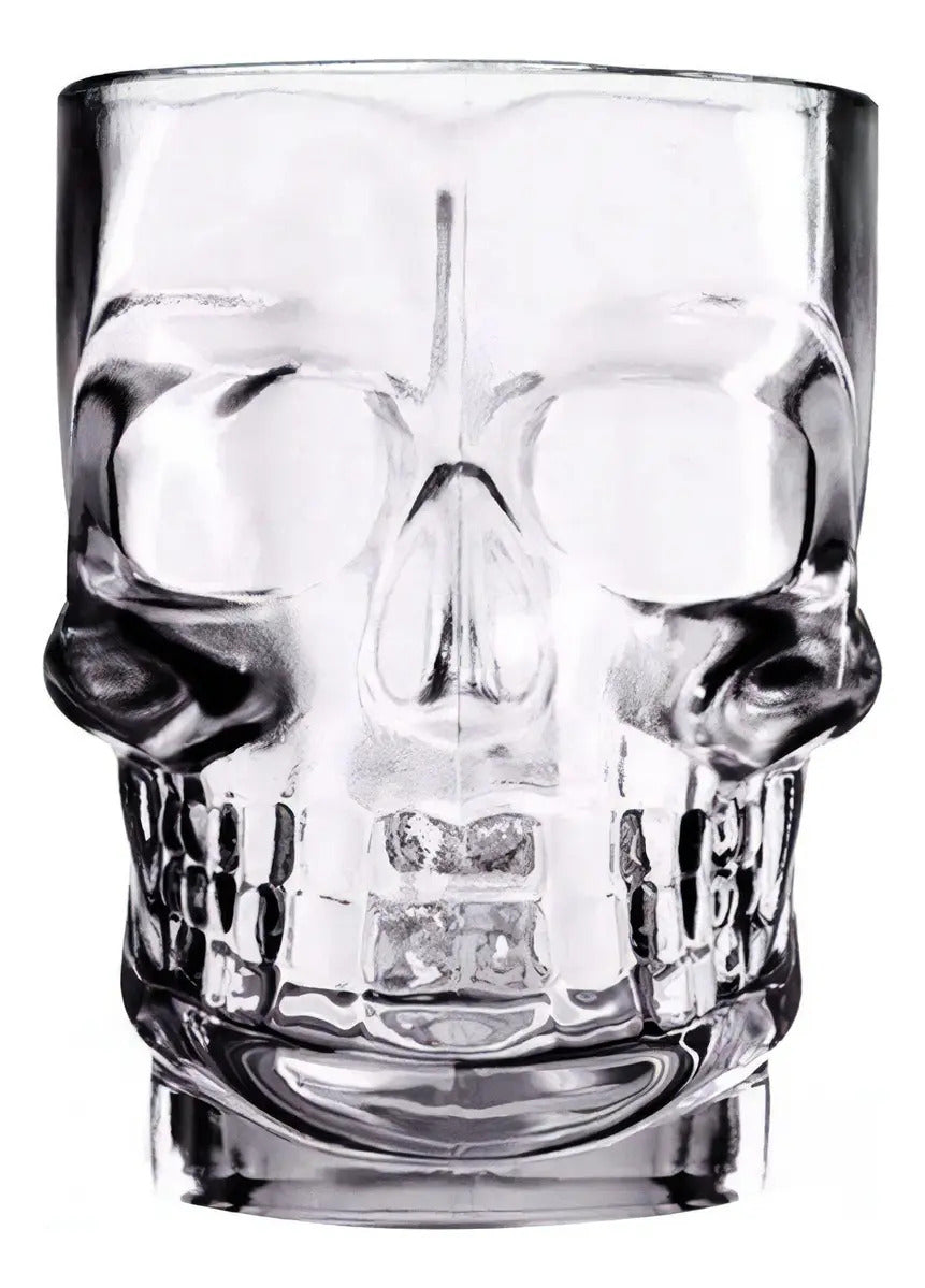 Kit 2 Canecas De Chopp De Vidro Caveira Rock Style 510ml Trasparente Caveirão