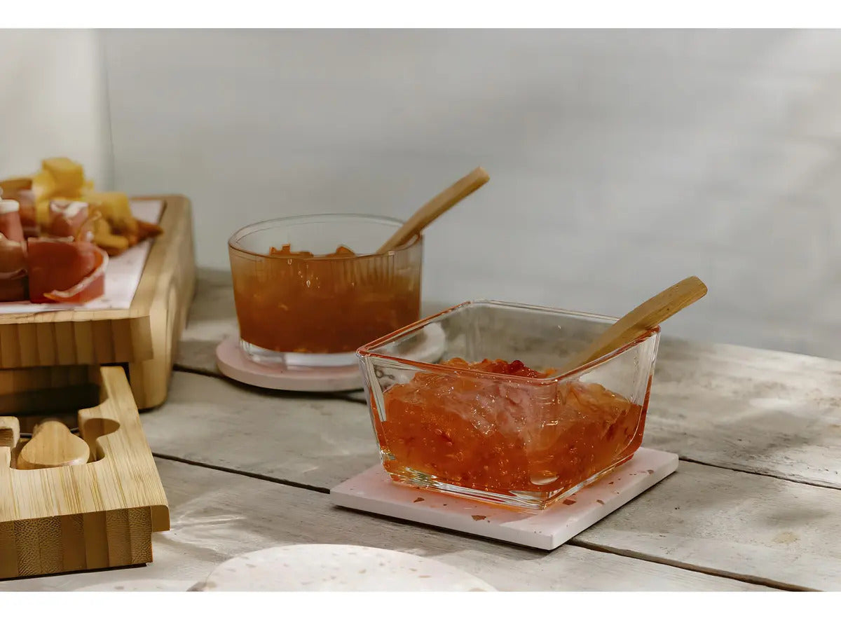 Petisqueira Lyor Terrazo De Vidro Com Colher De Bambu