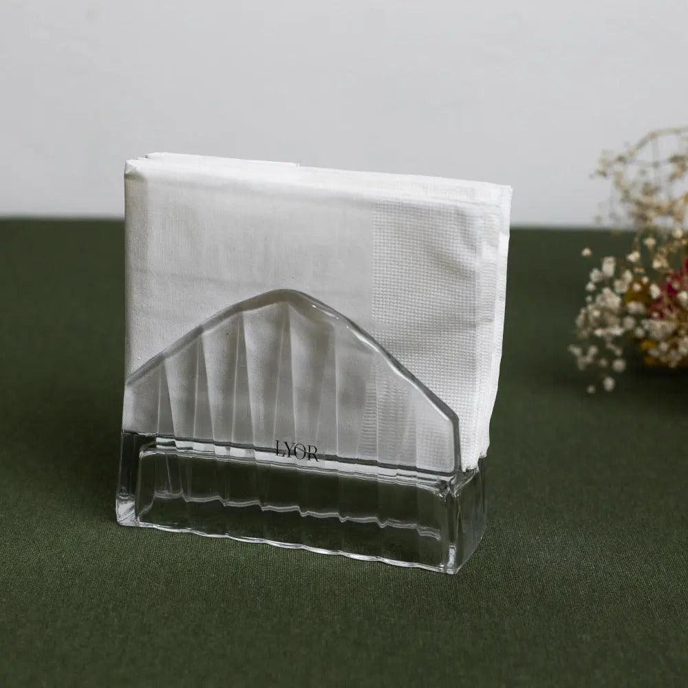 Porta Guardanapos Lyor Radial De Cristal 7,5cm X 12cm Prata