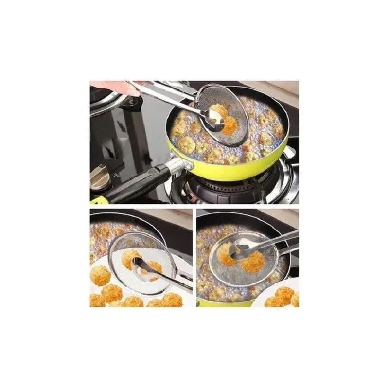 Escumadeira P/ Fritura C/pegador Inox Pastel Salgados Amarelo Claro