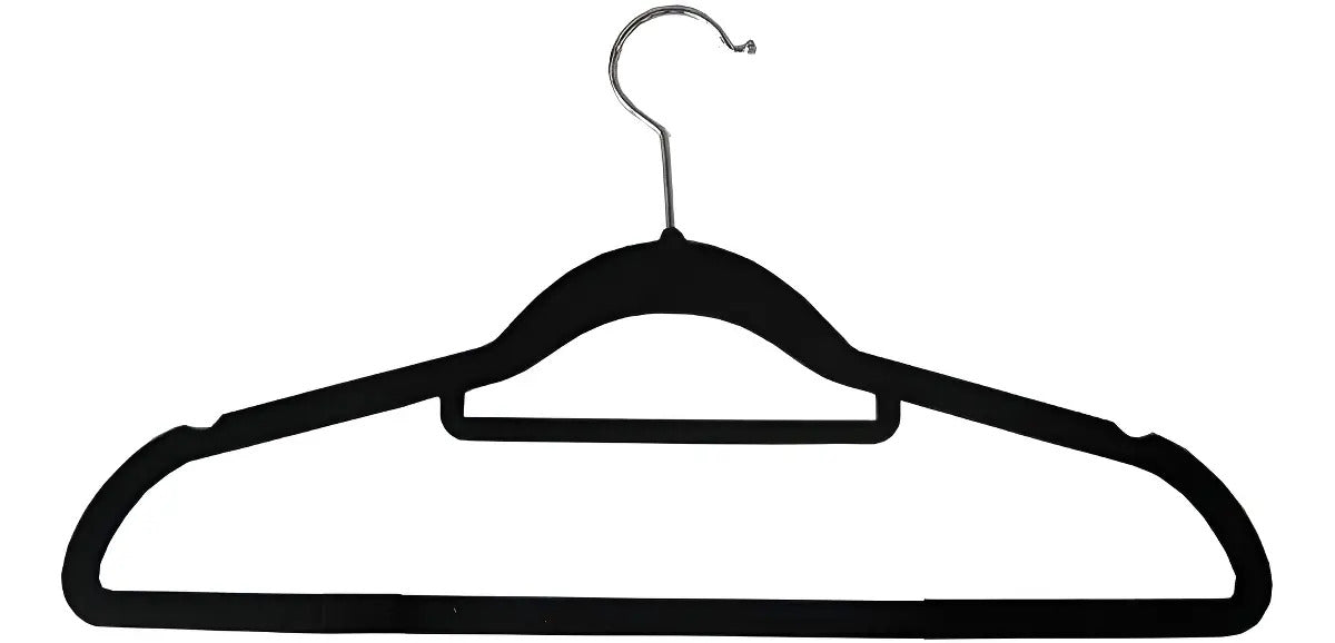 Conjunto 5 Cabide De Plástico Grande Aveludado Luxo Preto