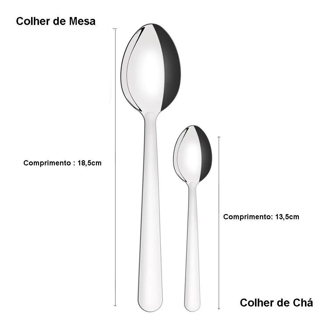 Jogo Talheres Faqueiro Búzios Aço Inox 24 Peças Tramontina Inox