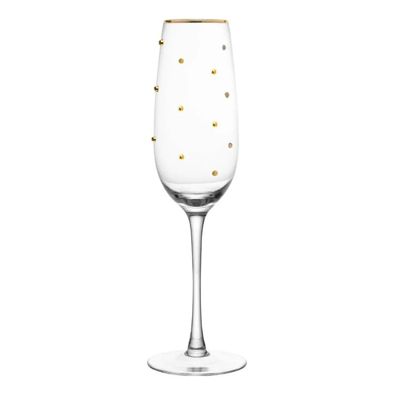 Cj 2 Taças P Champanhe Balls Fio Ouro 220ml Vidro Wolff