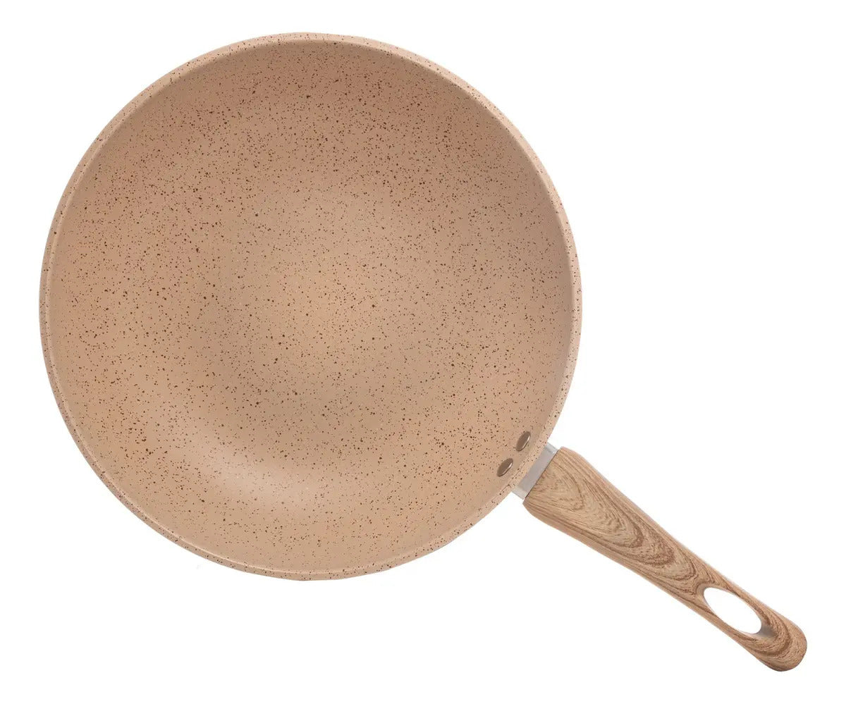 Frigideira Wok 28cm Indução Rev Cerâmico Granilite Bege Lyor