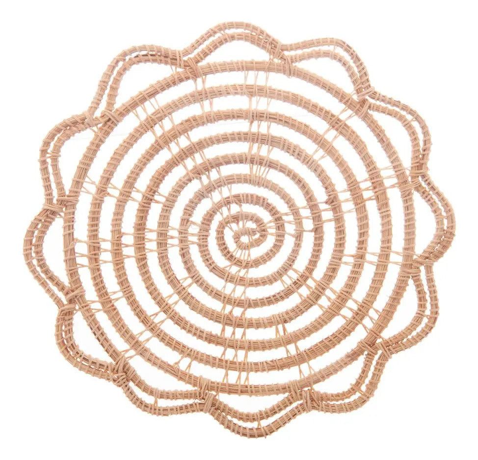 2 Descansos De Panela Lyor Palm De Fibra Natural Flor 20cm Natural Flor