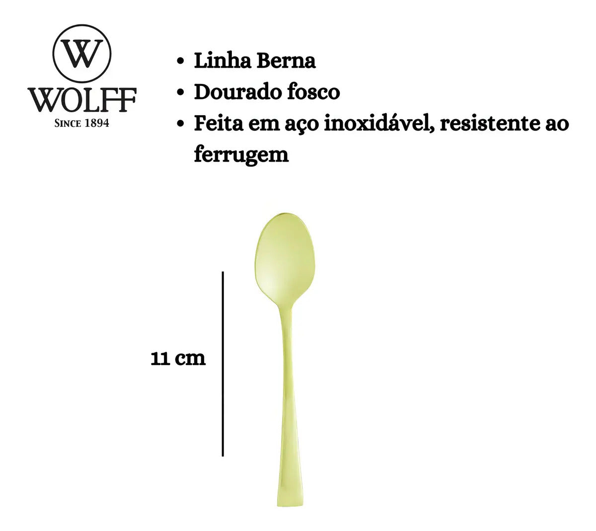 Conjunto 6 Colheres Aço Inox P/café Berna Dourado