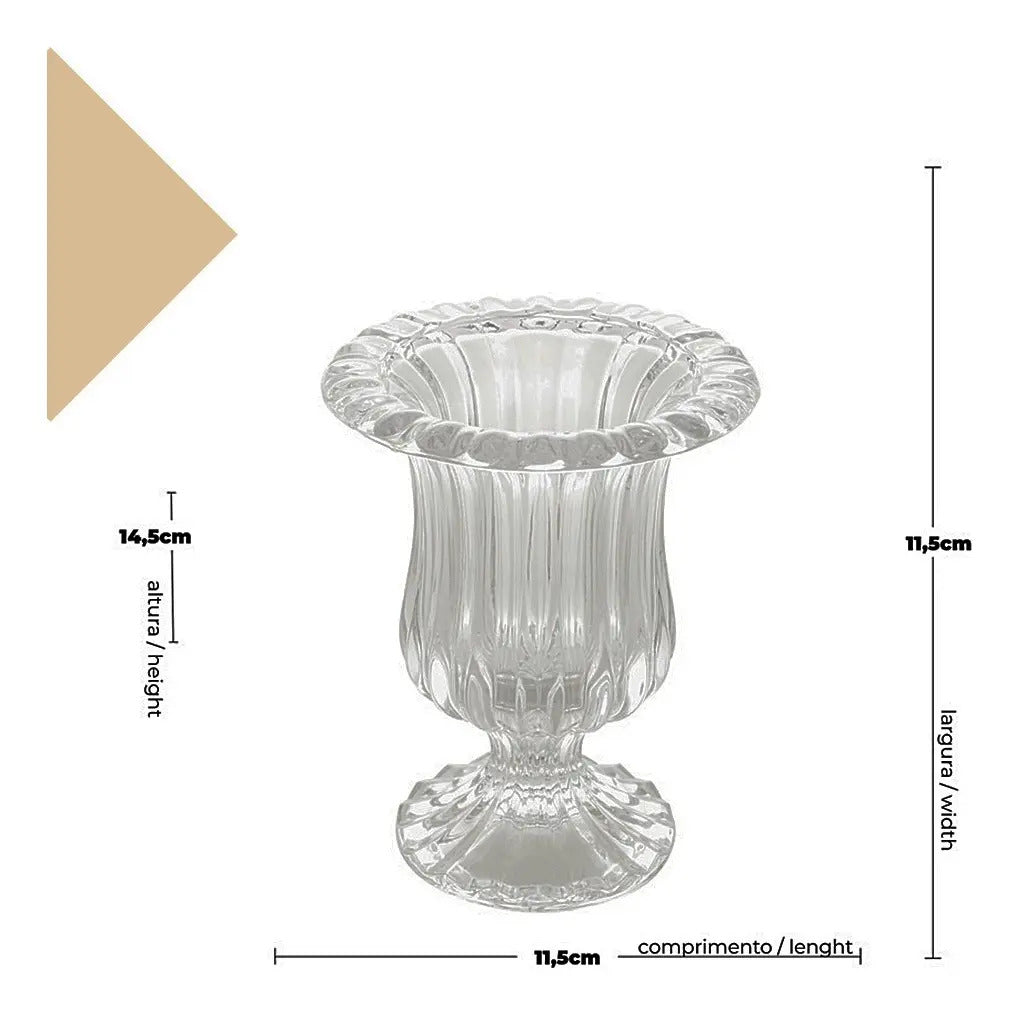 Lyor Renaissance Vaso Com Pé De Vidro 14 Cm Transparente