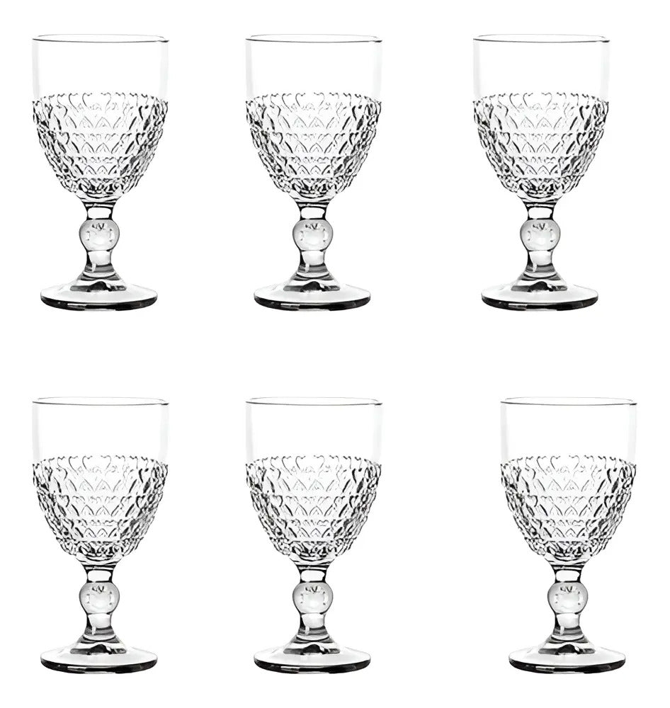 Jogo De Taça Coração 6 Peças Cristal Transparente 330ml Lyor Cor Incolor