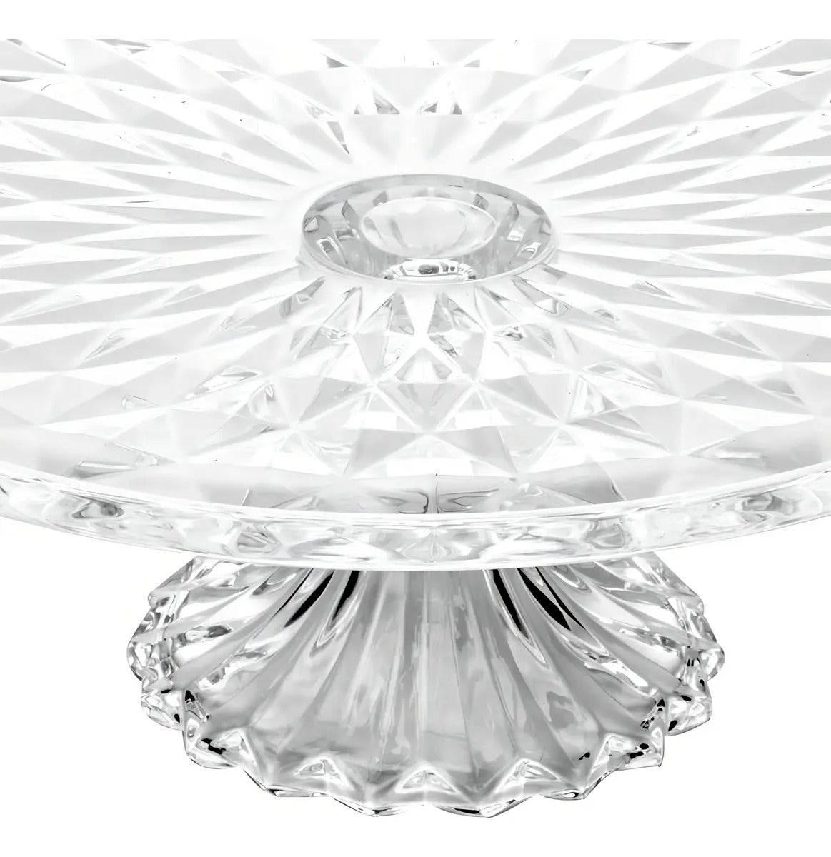 Prato Para Bolo De Cristal Com Pé E Tampa Diamond 31cm X 31cm X 23,5cm - Lyor Transparente