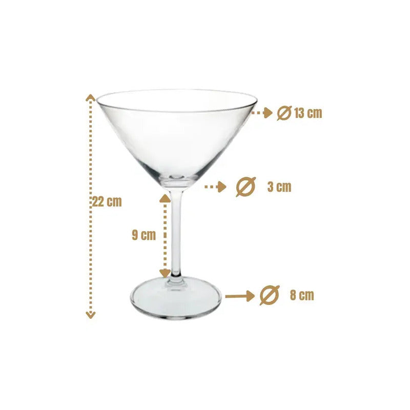Jogo De Taças Para Martini Bohemia Gastro 280 Ml - 6 Peças Transparente