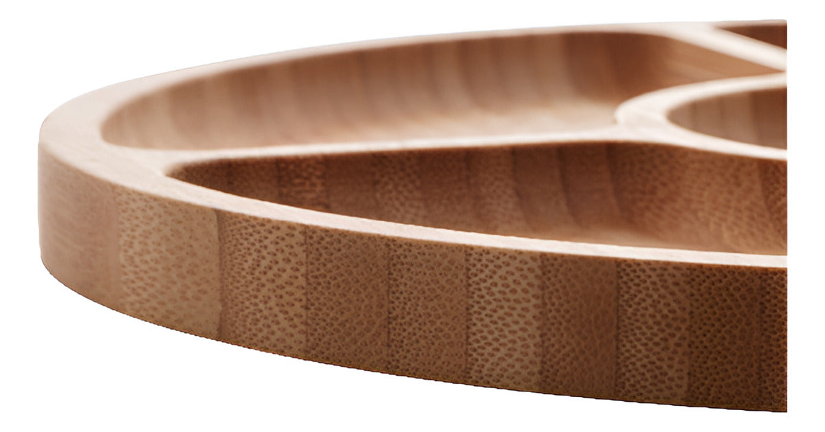 Petisqueira De Bambu Com 5 Divisórias Round 25cm X 25cm X 1, Bambu