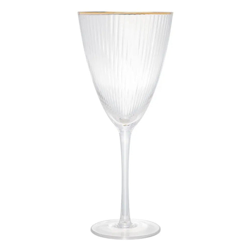 Cj 2 Taças Vinho 400ml Vidro C/ Borda Dourada Lines - Wolff Transparente