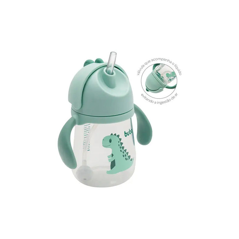 Copo Transição Antivazamento Válvula Dino Com Alça Buba® Cor Verde Liso
