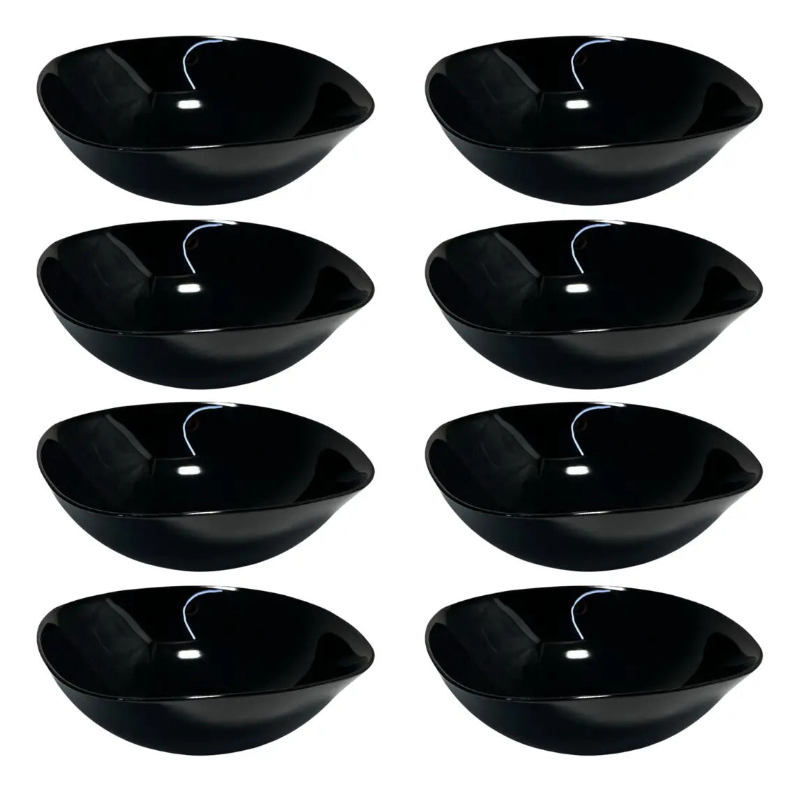 Conjunto 8 Tigela 400ml Caldos Sobrmesa Vidro Preto Cozinha Preto