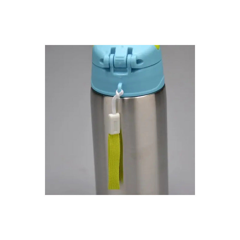 Garrafa Térmica Azul 400ml Bpa Free Com Canudo Buba Azul