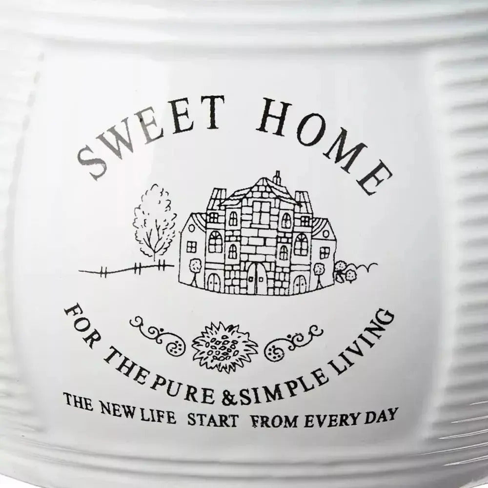 Saleiro De Parede Porcelana Com Tampa De Madeira Lyor 8059 Branco