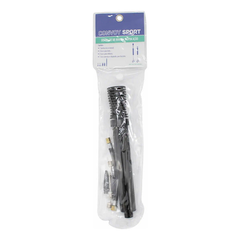 Bomba De Ar Para Bolas - Dupla Ação - 6 Bicos Cor Preto Preto