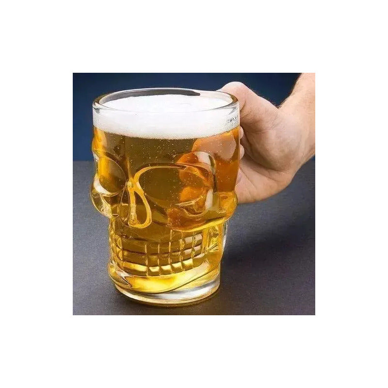 Kit 2 Canecas De Chopp De Vidro Caveira Rock Style 510ml Trasparente Caveirão