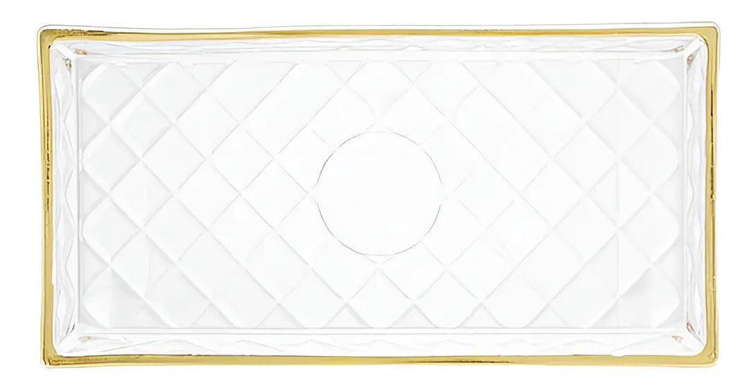 Travessa Para Servir Com Fio De Ouro Em Cristal Lyor Diamond