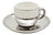 Cj 6 Xicaras Cafe Porcelana C/pires C/suporte Prata 90ml Preto Direito