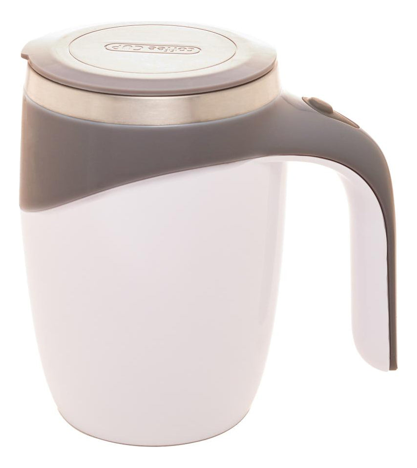 Caneca Mixer De Aço Inox Com Tampa Branca 440ml Lyor N/a