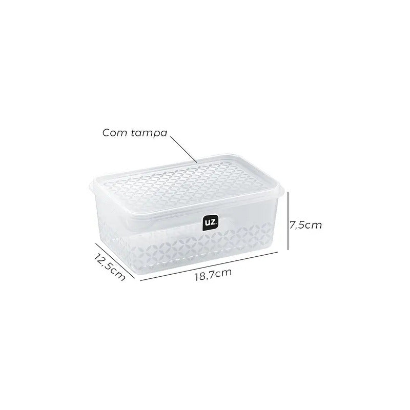Pote Retangular C/ Tampa 1l Alimentos / Mantimentos Uz Cor Transparente
