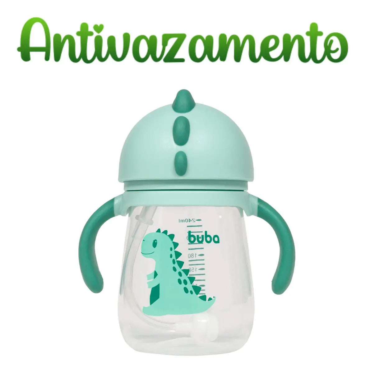 Copo Transição Antivazamento Válvula Dino Com Alça Buba® Cor Verde Liso