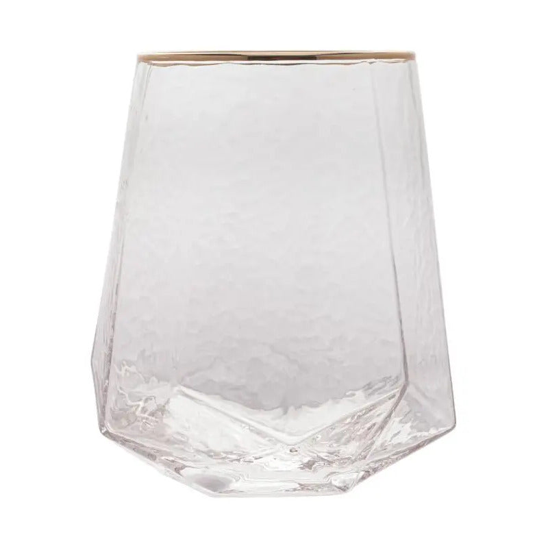 2 Copos Baixos Com Borda Dourada Wolff Taj De Cristal 550ml